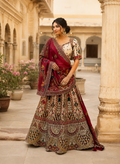 Rajasthani Gota Lehenga with Maroon Dupatta