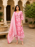 Dusty Rose Floral Printed Cotton Suit Set