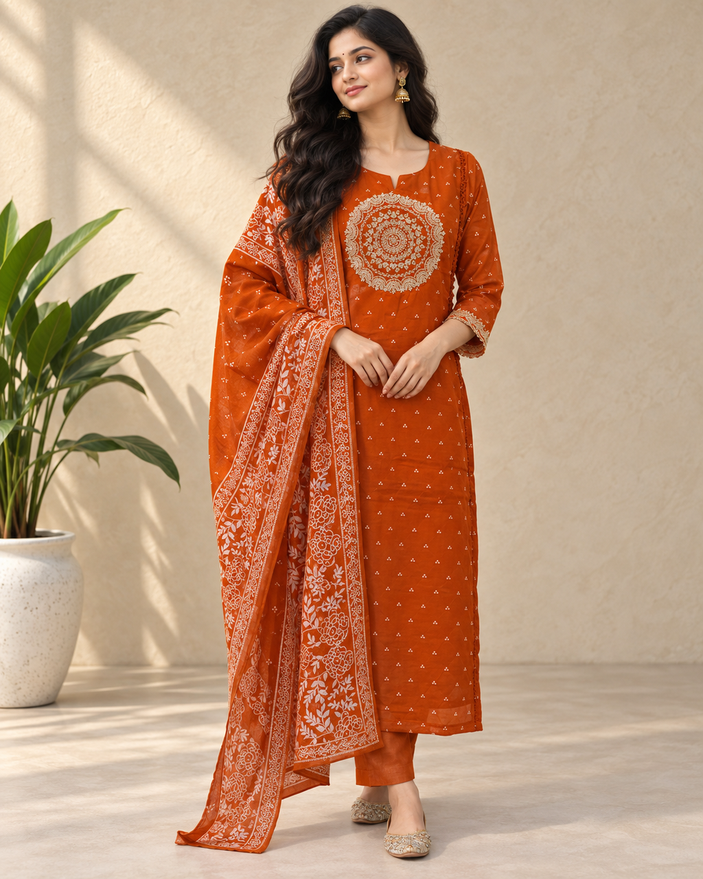 Kaasho Kurta Set with Cotton Dupatta