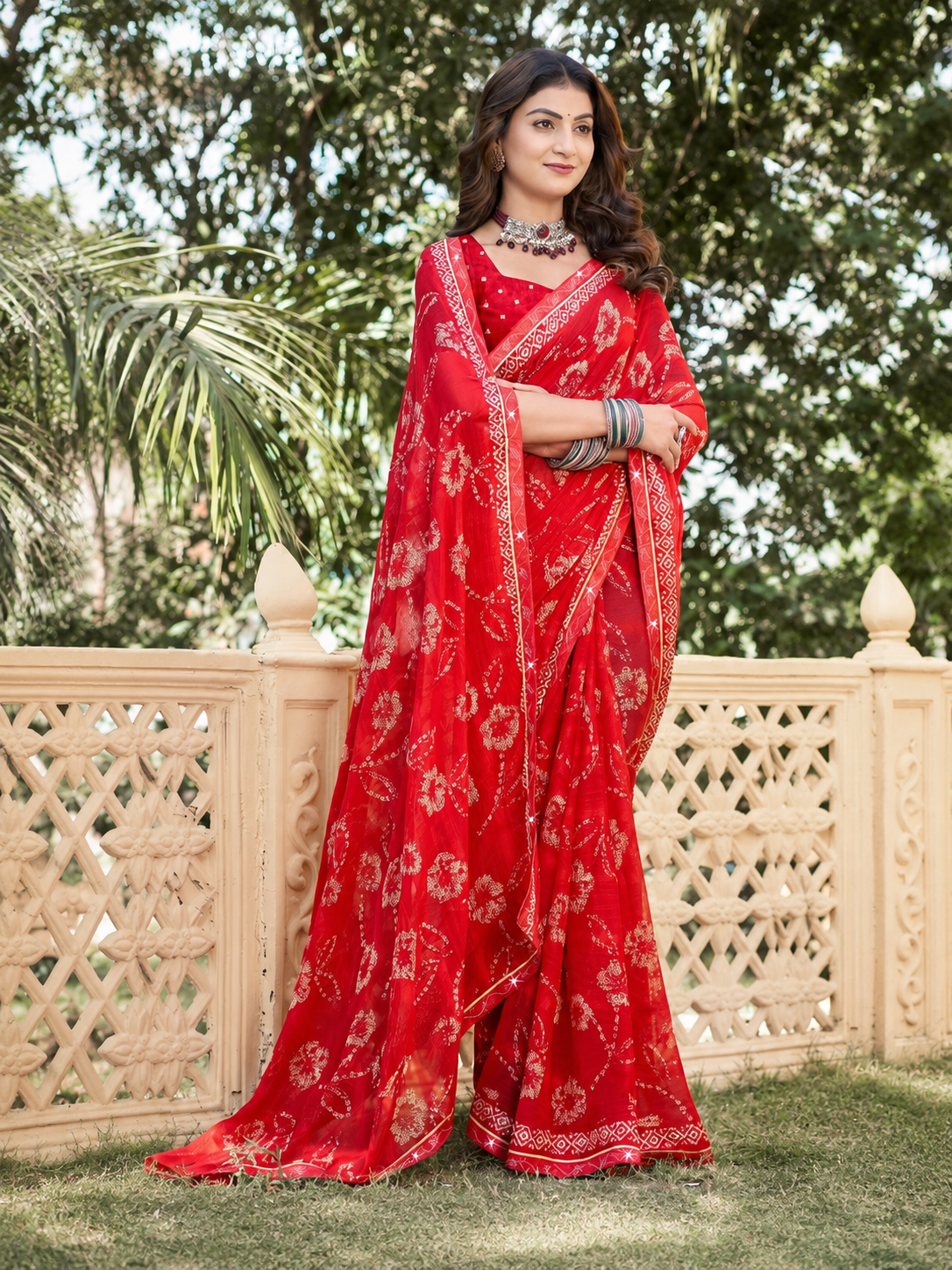 Floral Saree with Running Blouse Piece