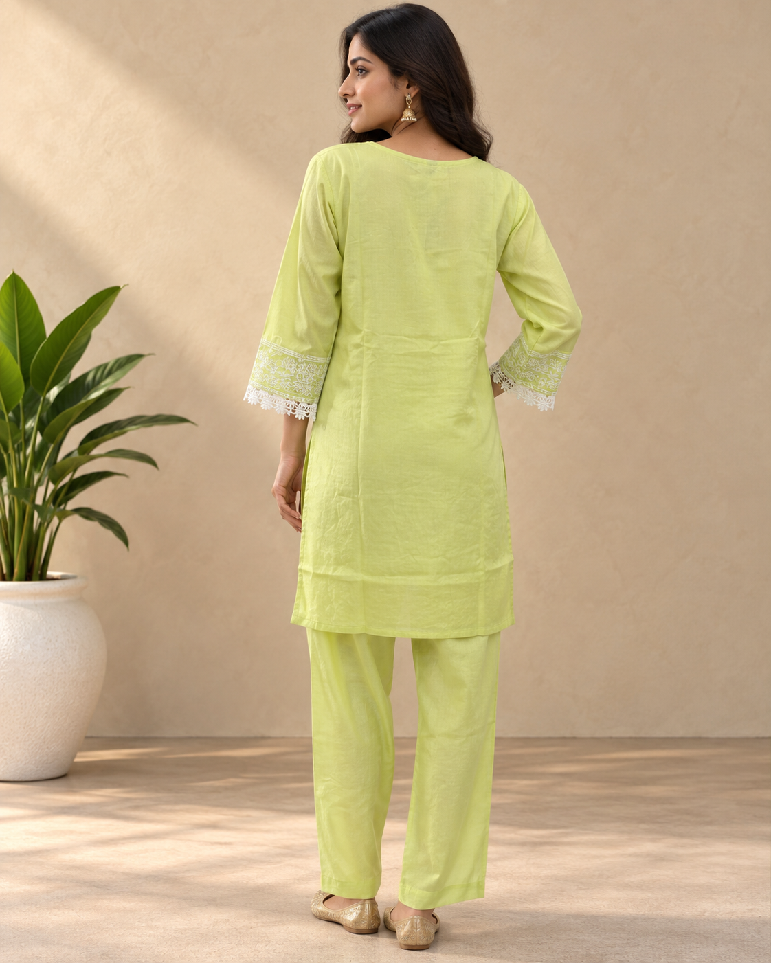 Kaasho Pista Green Chikankari Embroidery Co-ord Set