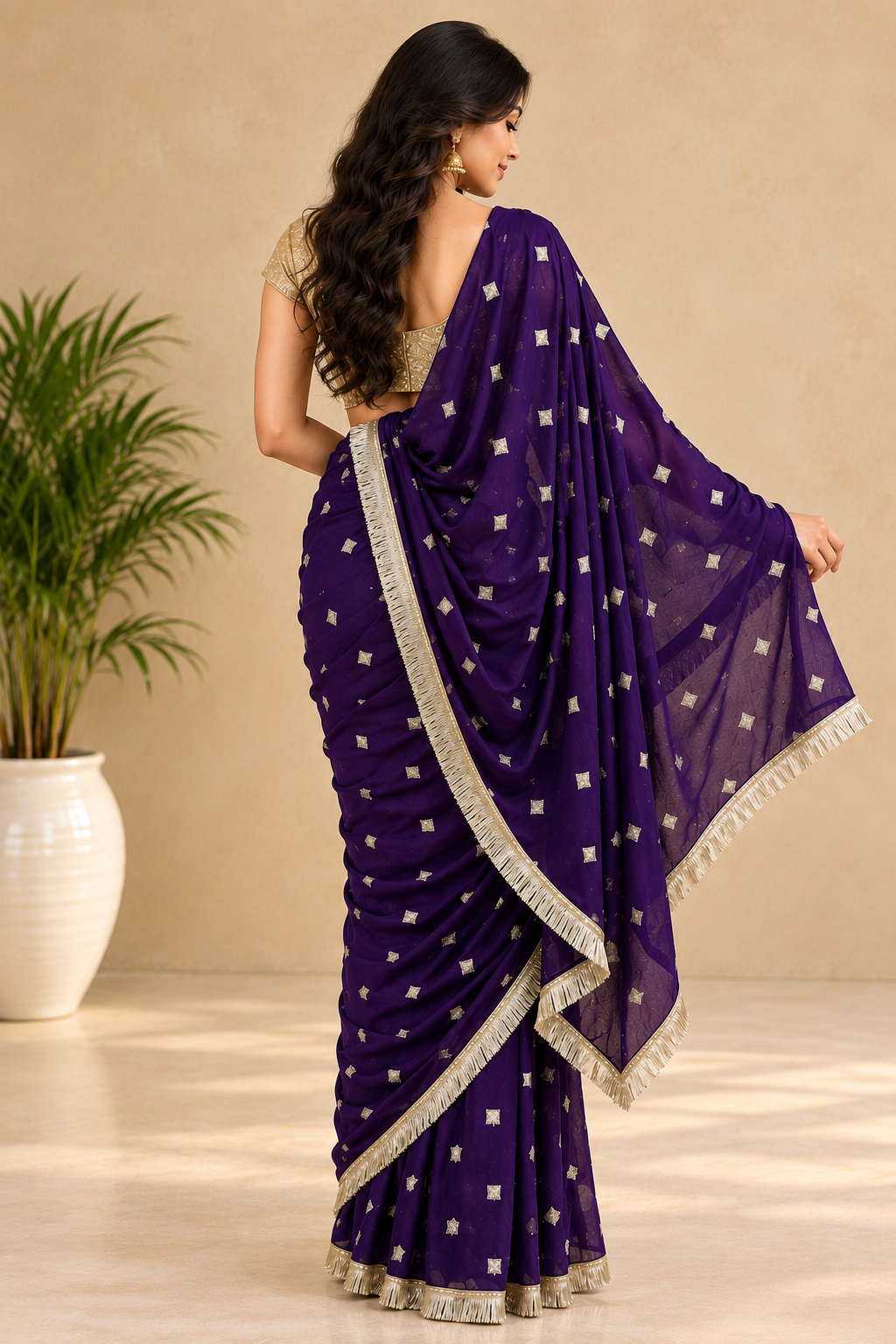 Kaasho Deep Purple Chiffon Saree