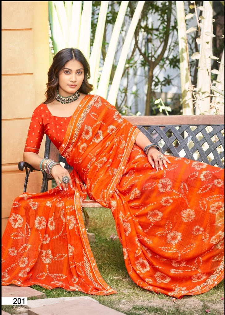 Floral Saree with Running Blouse Piece